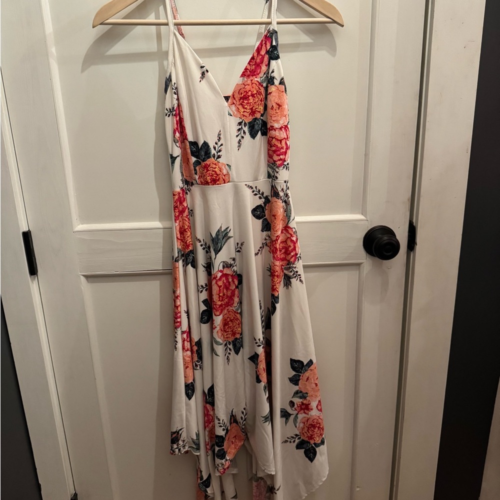 Floral Midi Dress - White and Pink